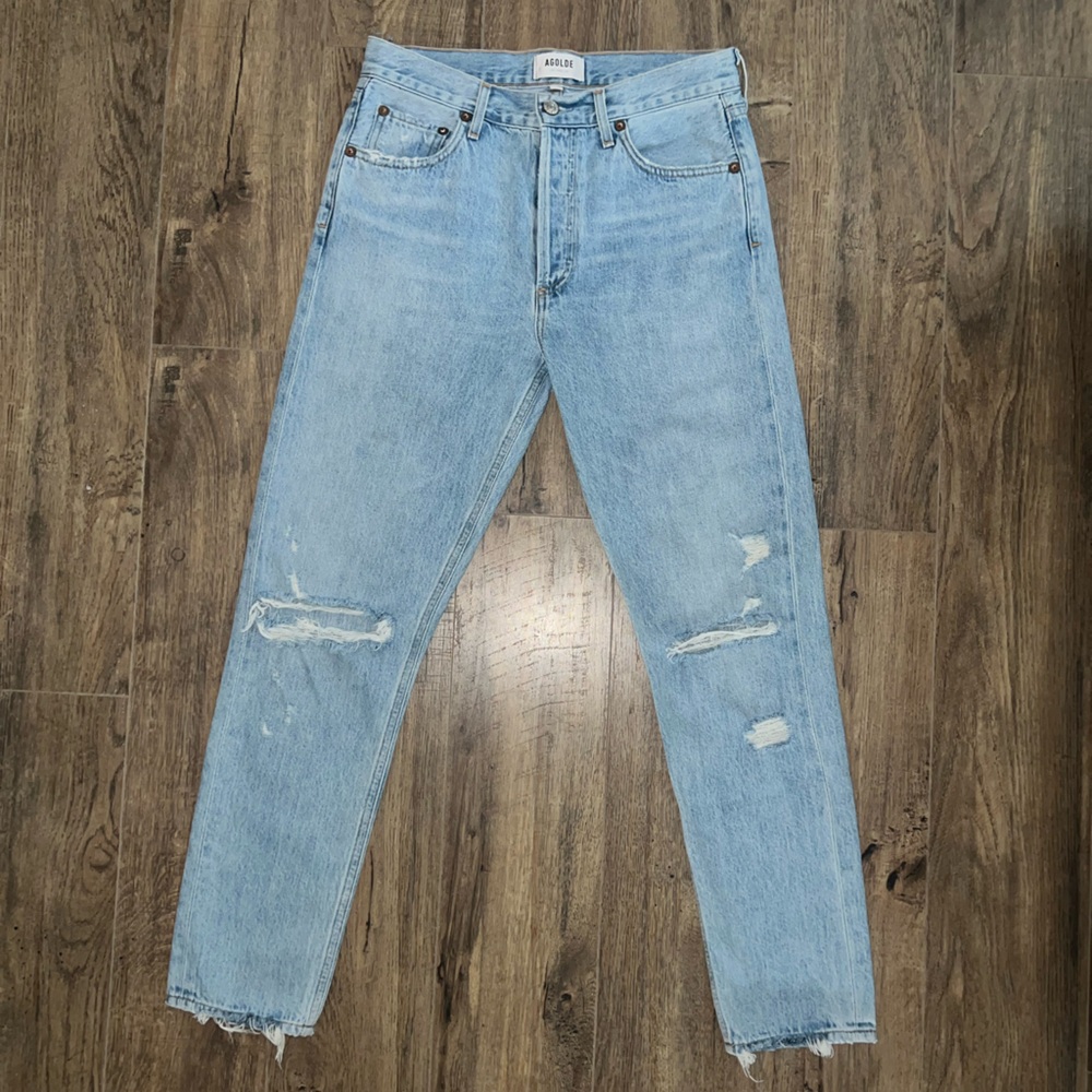 Agolde Light Blue Distressed Denim